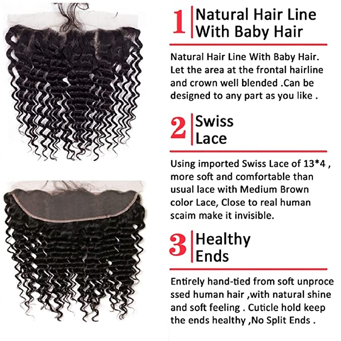 Deep Wave Virgin Human Hair 13X4 Lace Frontal