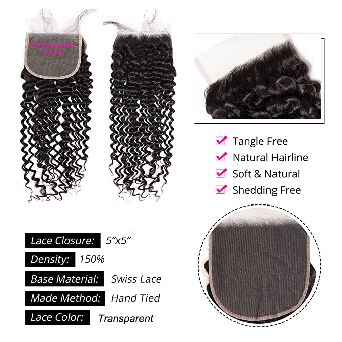 Bohemian Virgin Human Hair 5X5 HD Lace Closure